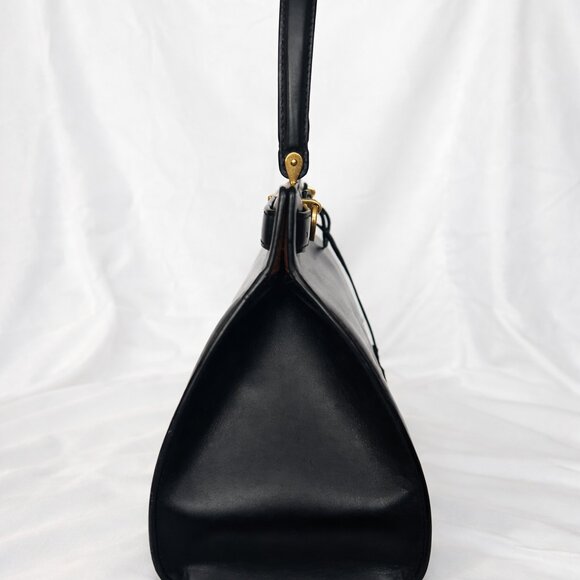 Authentic Tory Burch Lee Radziwill Black Leather Satchel Bag with Dust Bag - Picture 7 of 11